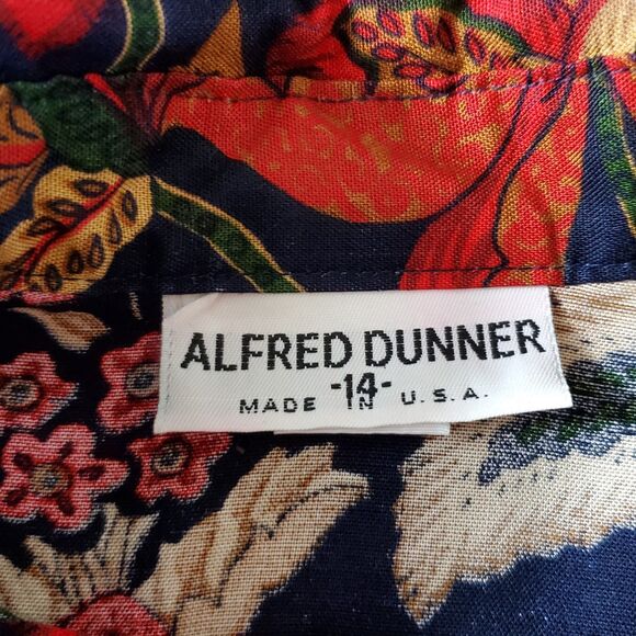 Vtg Alfred Dunner Blouse Women L Red Floral Paisley Sheer Elastic Waist Colorful - Picture 4 of 10